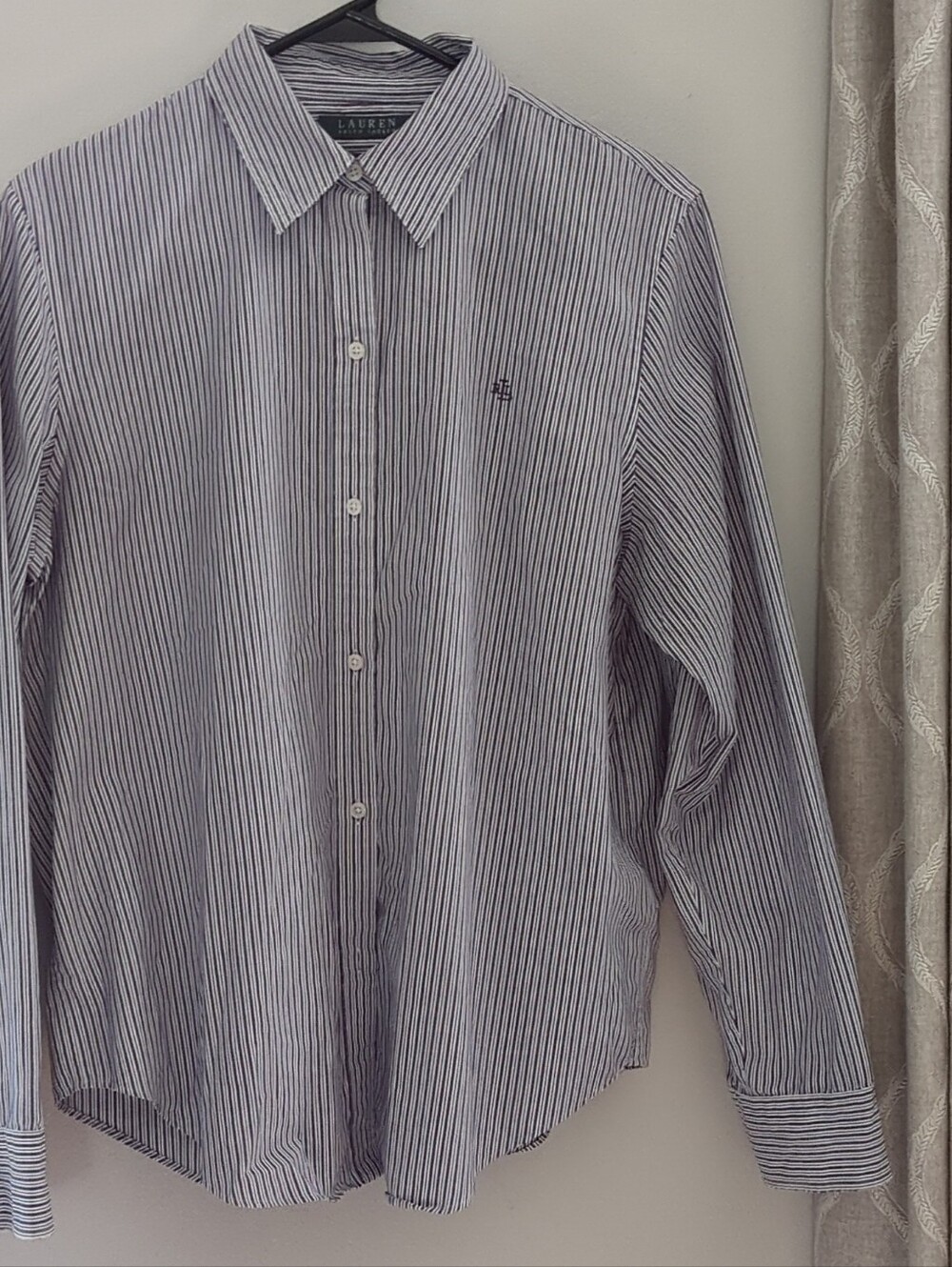 Lauren Ralph Lauren purple and White Striped Dress Shirt